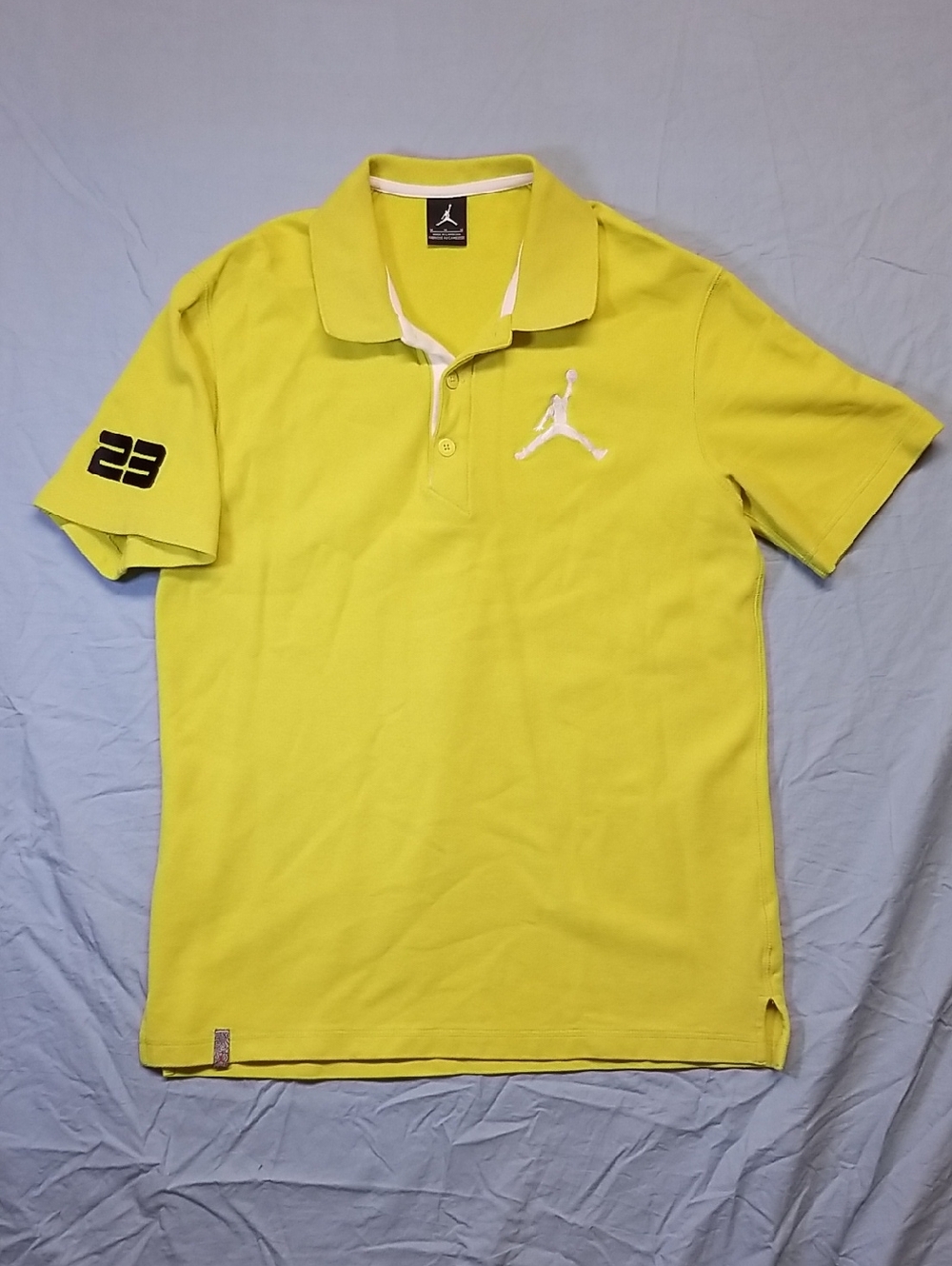Jordan Neon 1/4 Button Down Polo Shirt with White Jumpman Logo Vintage Y2K